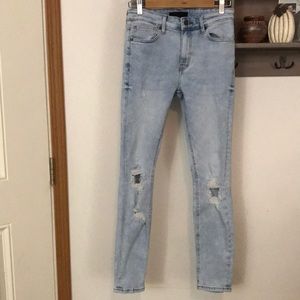Forever 21 H&H denim jeans, blue, distressed, straight, size 30